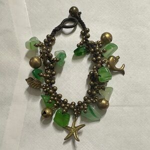 Green and Gold Ocean themed Charm Bracelet